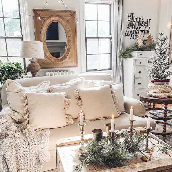 Aged Wooden Framed Oval Mirror