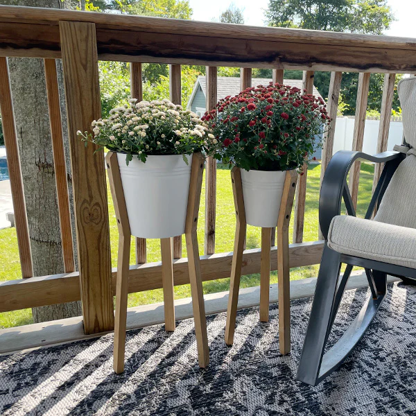 Standing Enamel Planter Buckets, Set of 2