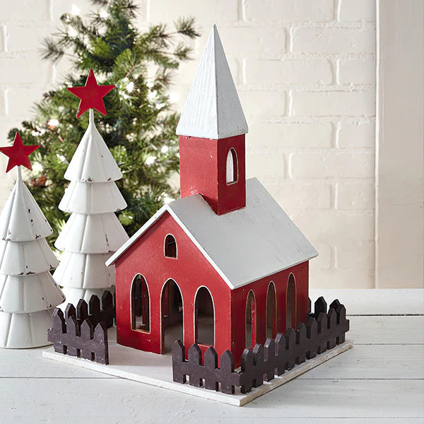 Red Holiday Miniature Building Wood Lantern, Choose Your Style