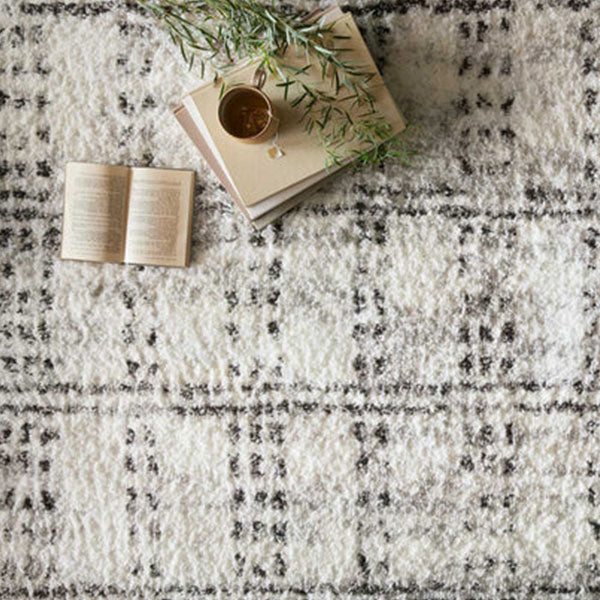 Cream and Gray Shag Rug, Pick Your Size