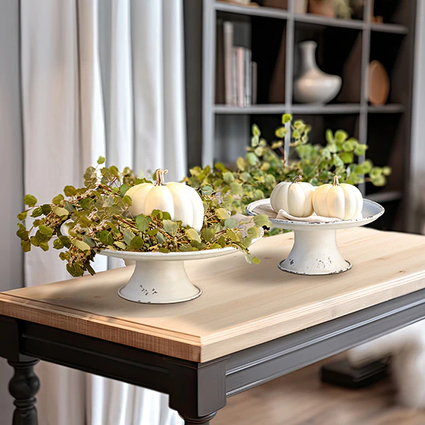 Chippy White Metal Pedestals, Set of 2