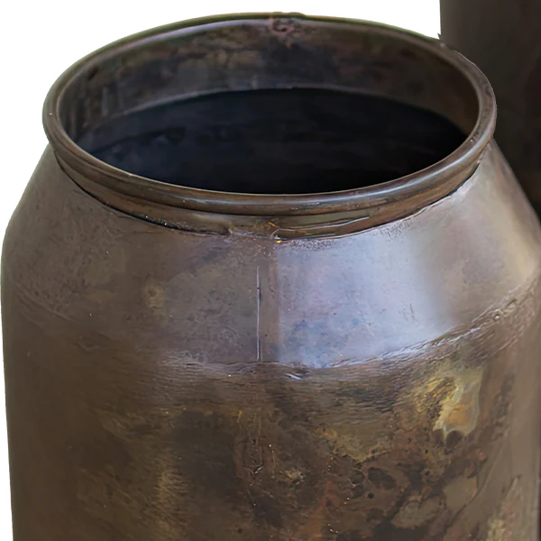 Weathered Brass Finish Flower Vases, Set of 2