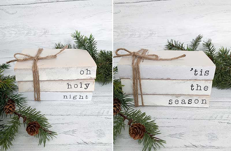 Christmas Sentiments Stamped Book Set, Artisan Made By ReefRainAria