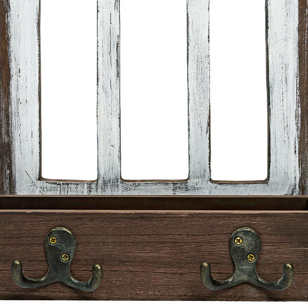 Cathedral Window Storage Shelf with Hooks