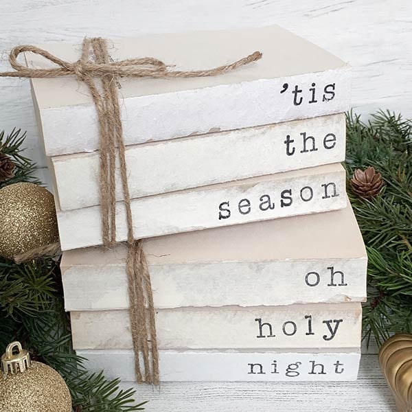 Christmas Sentiments Stamped Book Set, Artisan Made By ReefRainAria