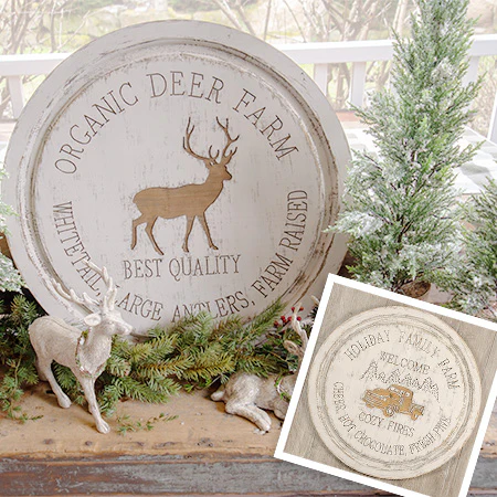 24 Inch Diameter Engraved Wood Farm Sign, Pick Your Style