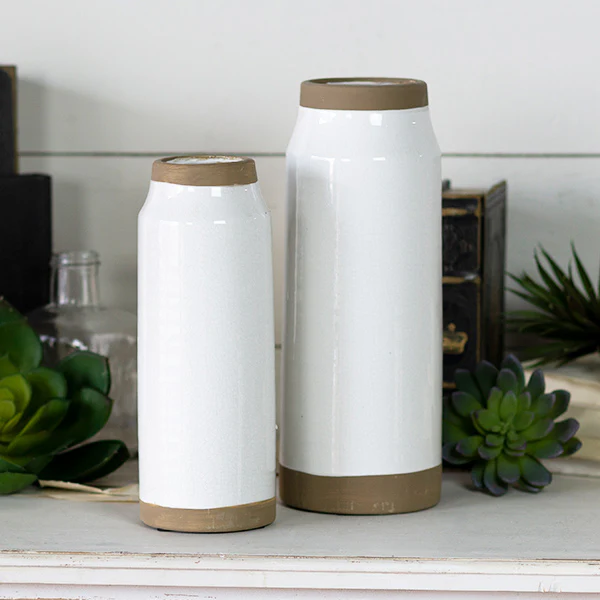Tall Ceramic Vases, Set of Two