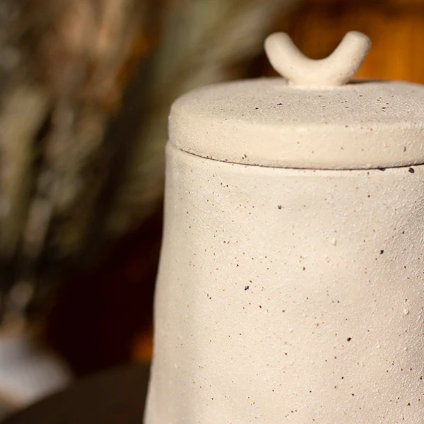 Footed Ceramic Cylinder Canister