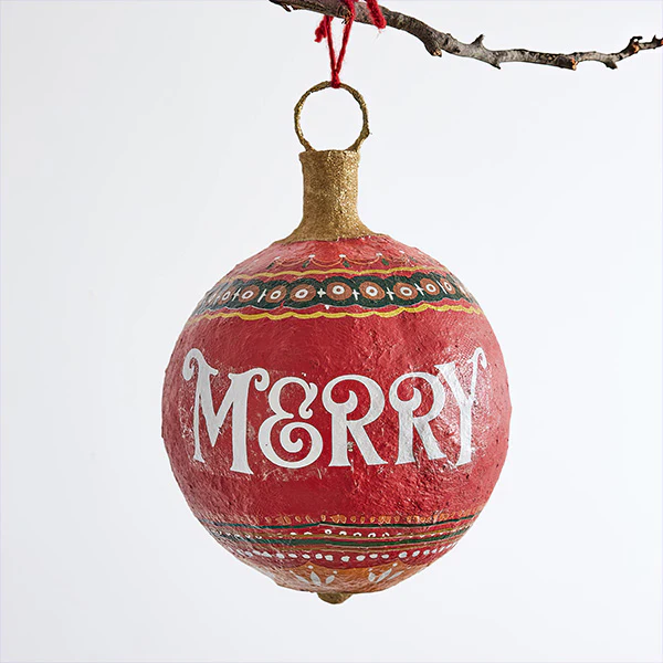 Oversized Paper Mache Christmas Ornament, Choose Your Size