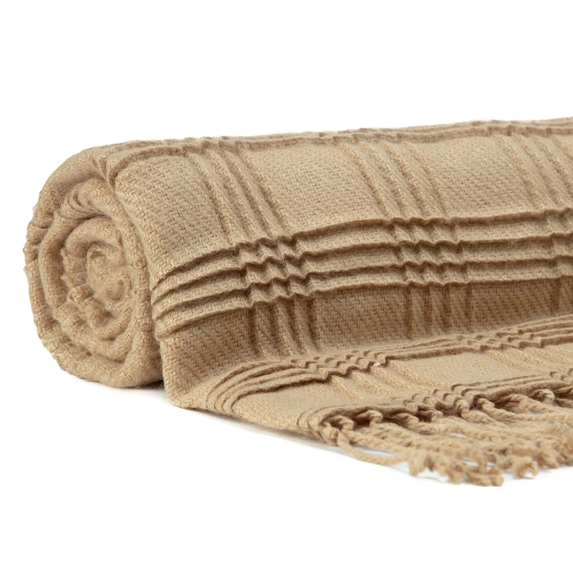 Pleated Plaid Throw Blanket