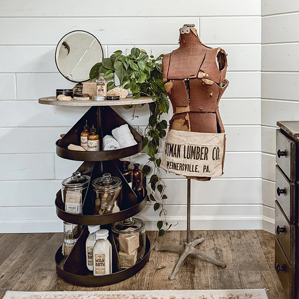 34 Inch Round Rotating 4 Tier Stand