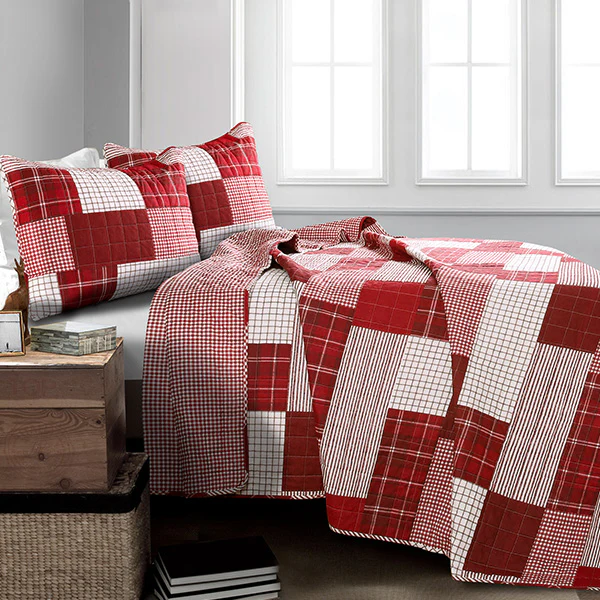 Reversible Plaid Quilt Inspired Bedding Set, Pick Your Style