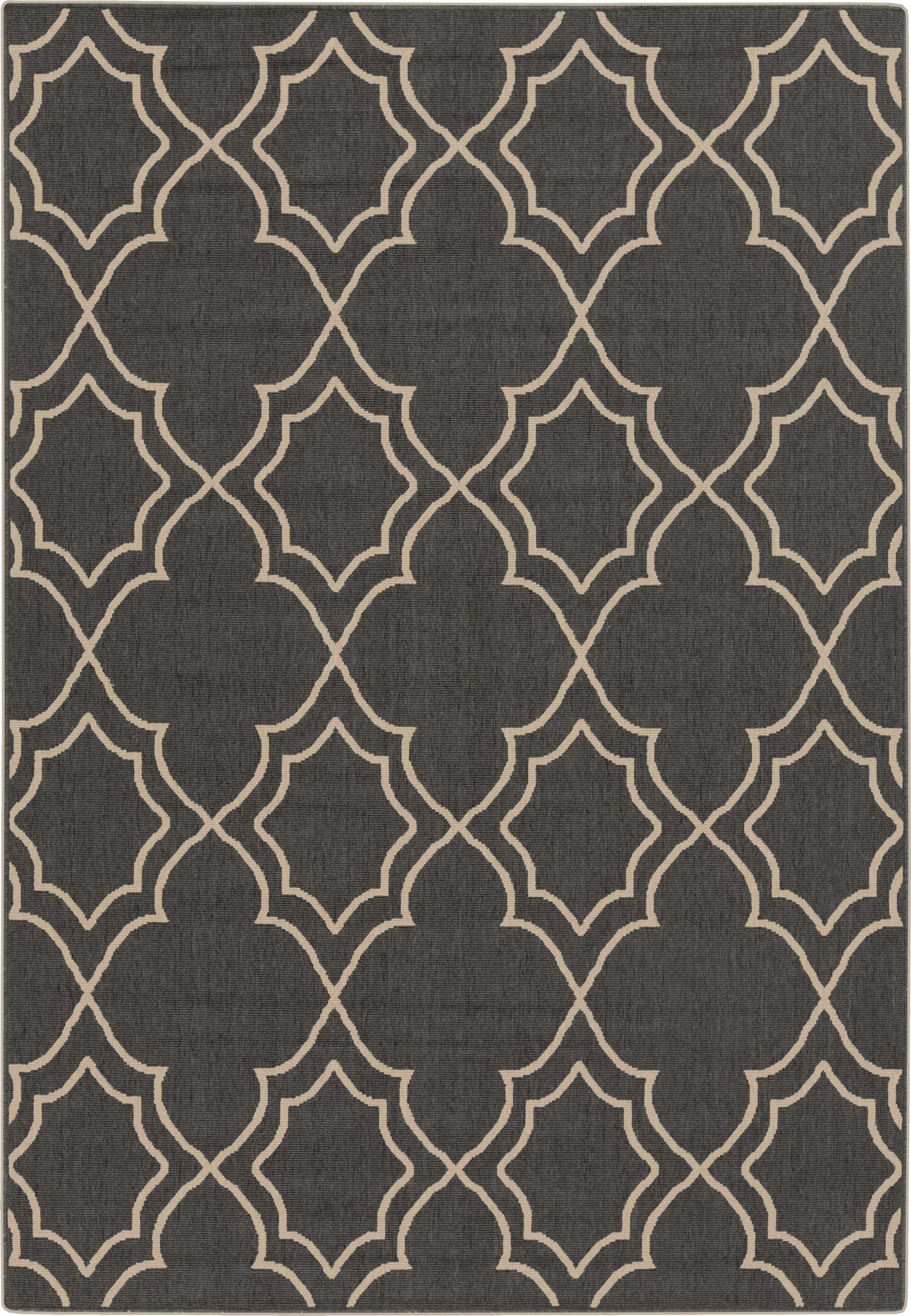 Black Modern Farmhouse Outdoor Rug