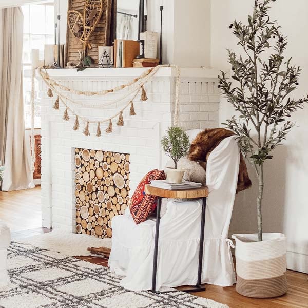 Neutral Striped Cotton Basket