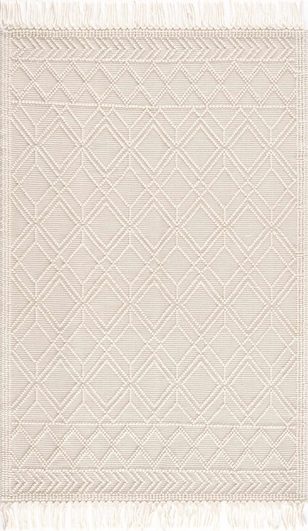 Traditional Beige Trellis Wool Rug