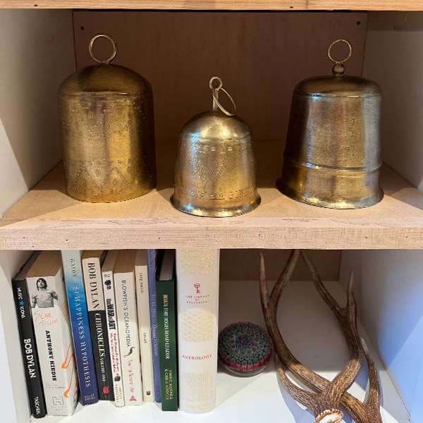 Antique Brass Finish Christmas Bells, Set of 3