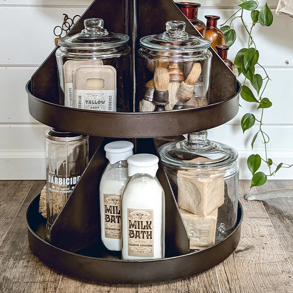 34 Inch Round Rotating 4 Tier Stand