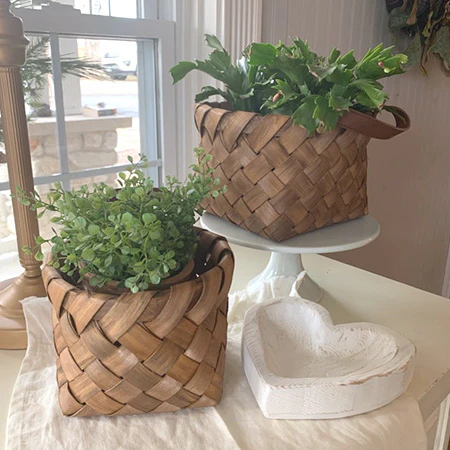 Woven Baskets with Handle, Set of 2