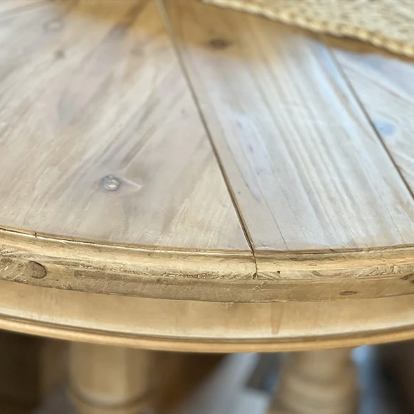 Four Column Pedestal Wood Round Table