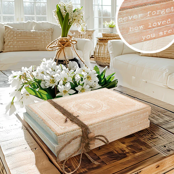 Never Forget How Loved You Are Stacked Books Decor