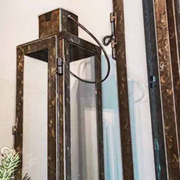 Oversized Elongated Rustic Lanterns, Set of 2