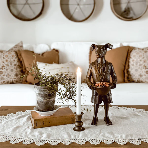 Bronze Handsome Standing Dog Bowl