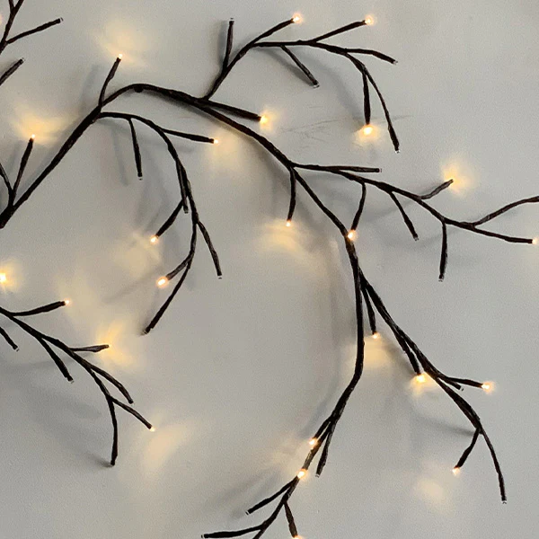 Solar-Powered LED Branch Garland with Timer