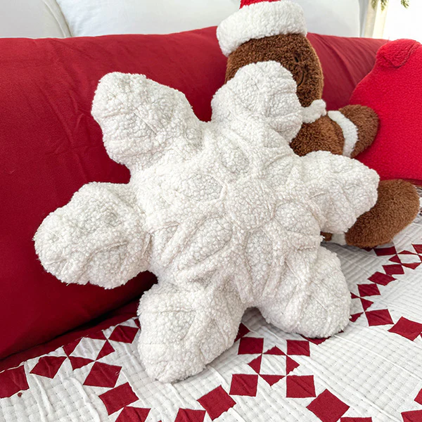 18 Inch Sherpa Snowflake Shaped Pillow