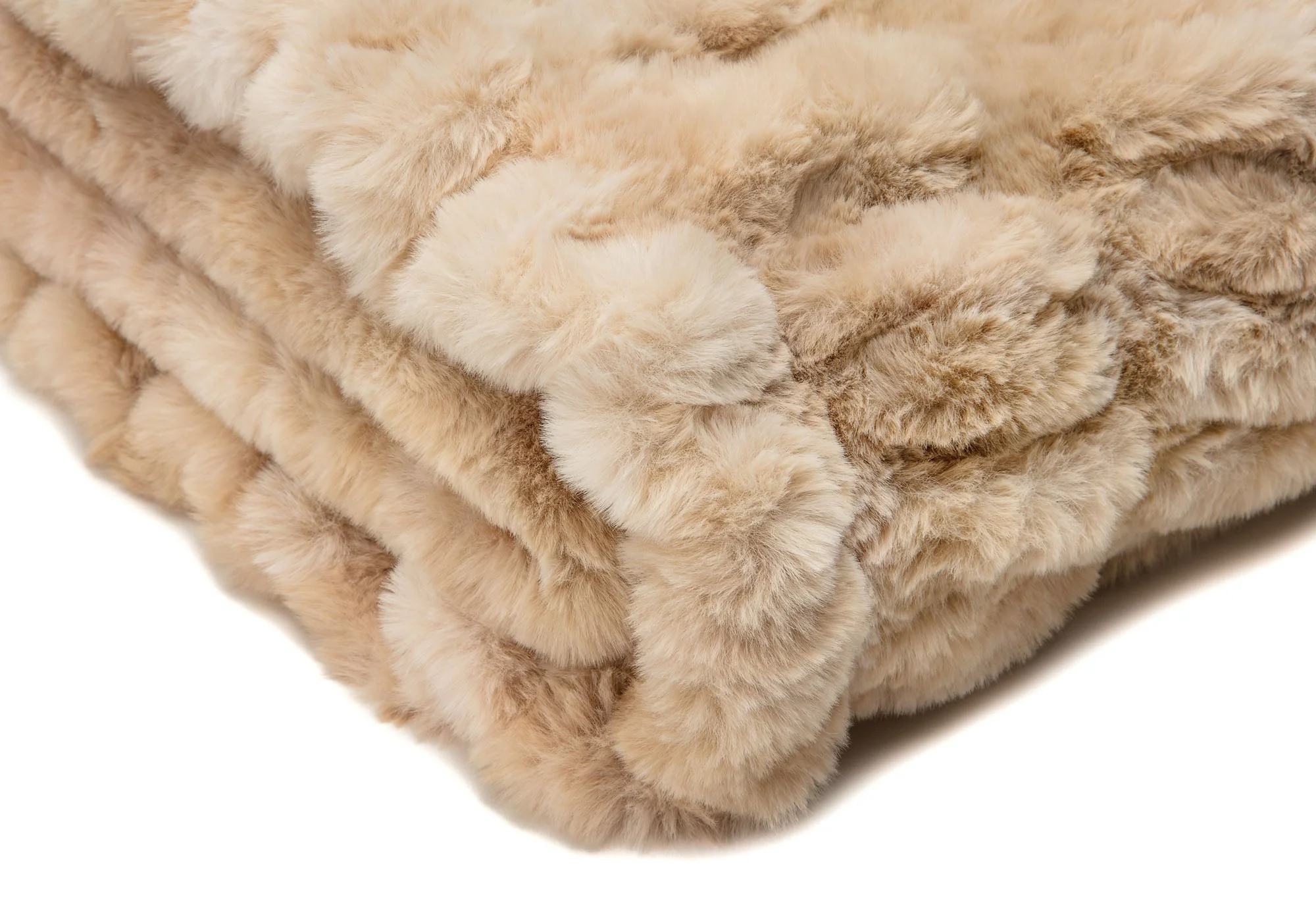 Ruched Faux Fur Throw Blanket