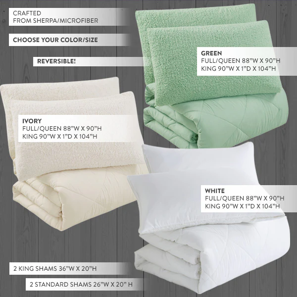 Cozy Sherpa Bedding Set, Pick Your Size/Color