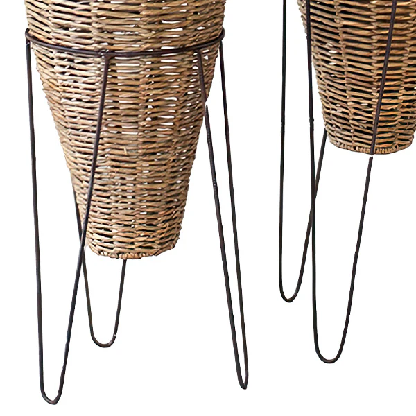 Handcrafted Large Seagrass Planters with Stands, Set of 2