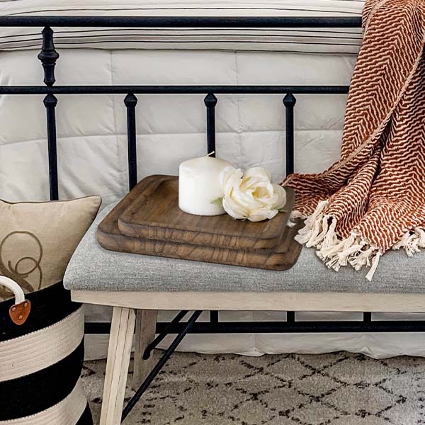 Square Wooden Nesting Trays, Set of 2