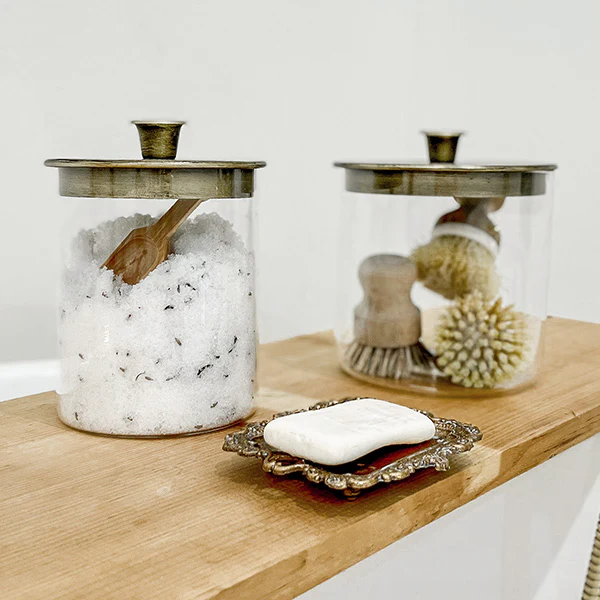 Glass Canister Candle Holders, Set of 2