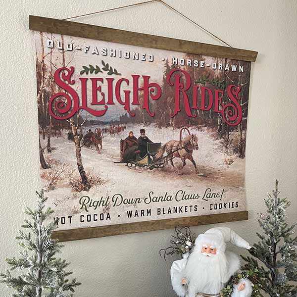 Old-Fashioned Sleigh Rides Canvas & Wood Sign, Pick Your Style