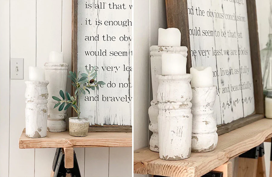 HUGE Repurposed Spindle Candle Holders  Set of 3