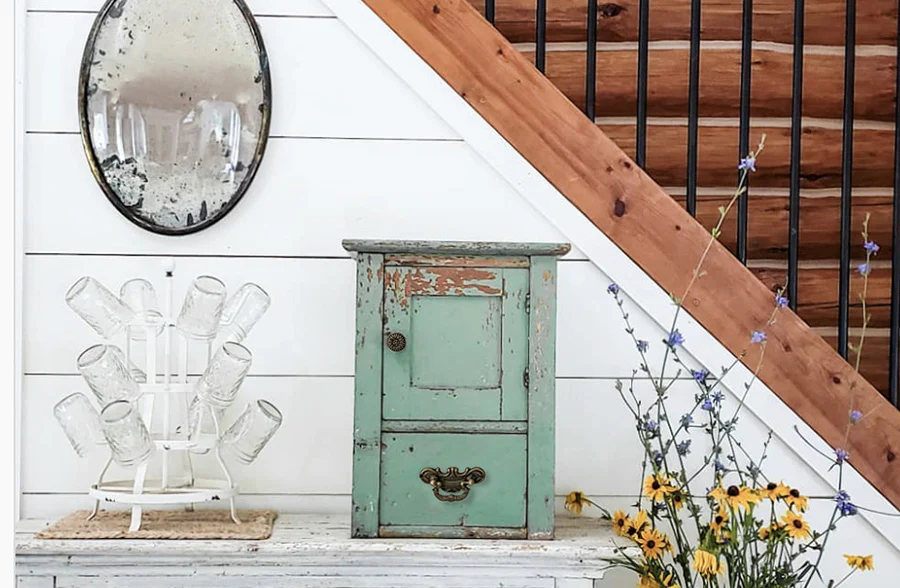 Distressed Sage Green Medicine Cabinet