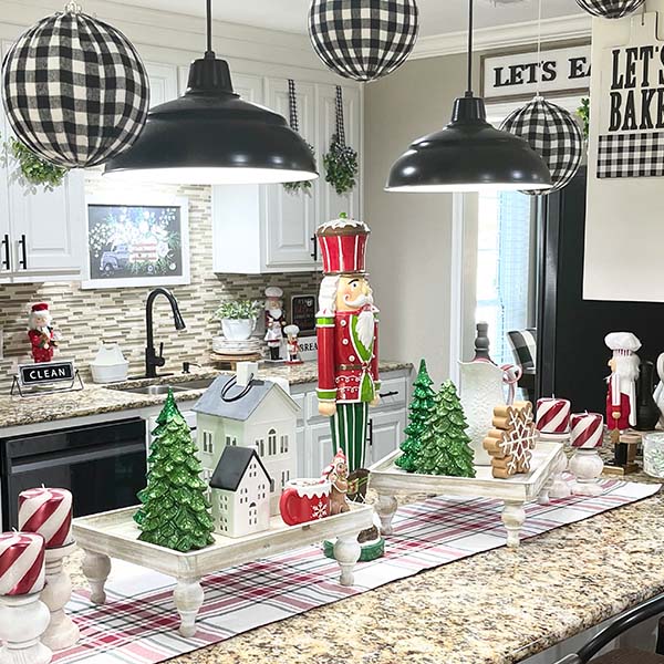 Distressed Wooden Footed Riser Trays, Set of 2