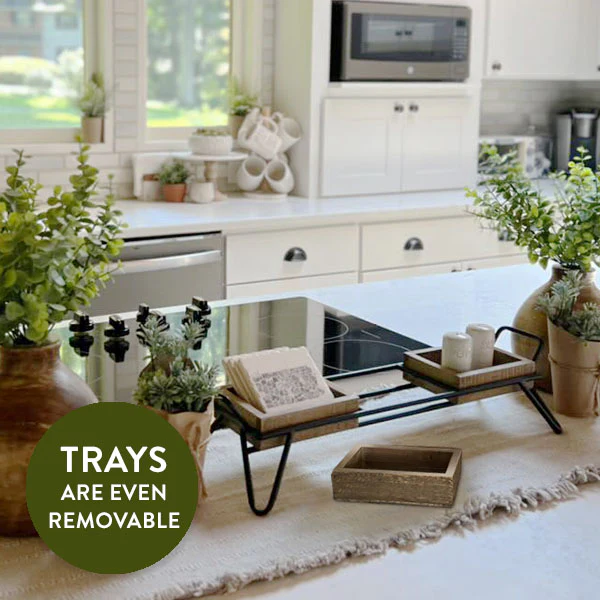 Artisanal Wood Serving Tray with Three Removable Cubbies