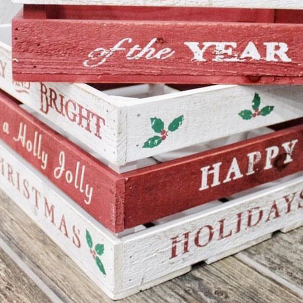 Holiday Yardstick Crates, Set of 2