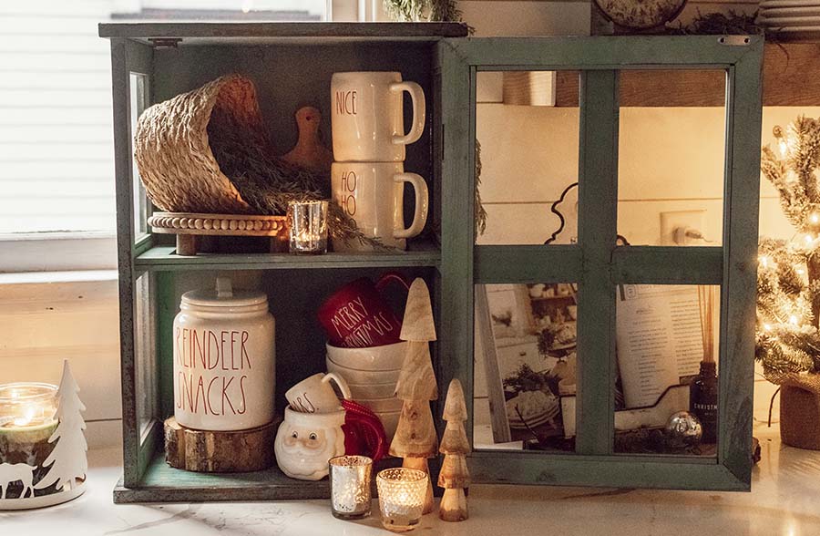 Distressed Turquoise Wood Cabinet