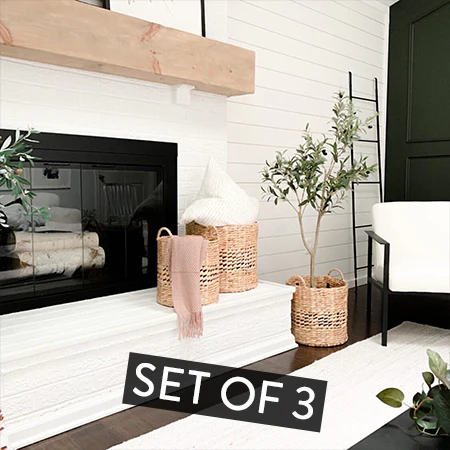 HUGE Woven Hyacinth Storage Baskets with Handles, Set of 3