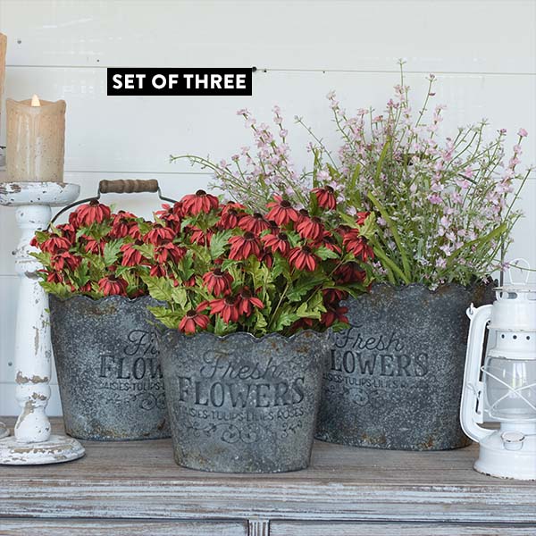 Scalloped Flower Buckets, Set of 3
