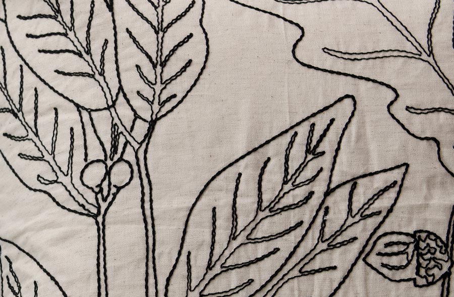 Botanical Embroidery Throw Pillows, Set of 2