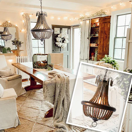 Wooden Bead Pendant Chandelier