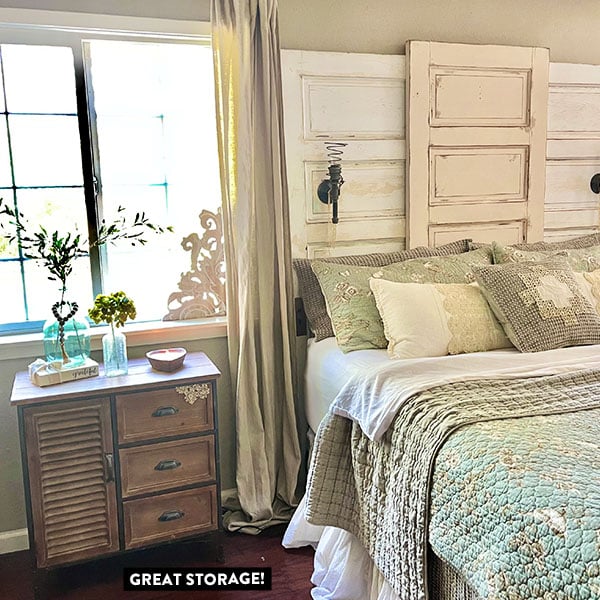 Distressed Storage Cabinet Side Table