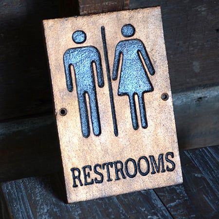 Metal Men and Women Restrooms Wall Plaque