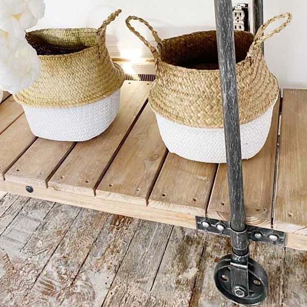 64 Inch Long Wooden Rolling Media Console Table