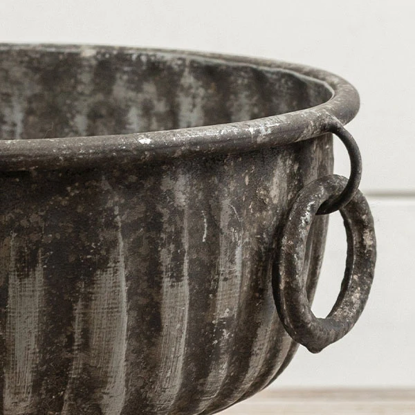 Distressed Silver Metal Compote Bowl