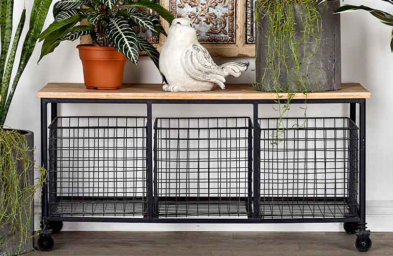 Industrial Storage Bench With 3 Baskets