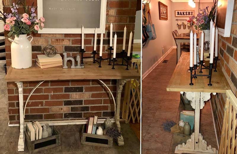 Distressed White Corbel Entry Table